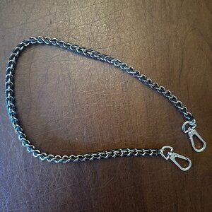 Parker Thatch Shoulder Strap - Black Leather and Silver Chain